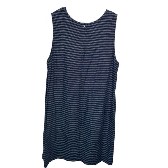 J.Jill Love Linen Dress Small Navy Striped Sleeveless Shift Minimalist Chic Lrg - Picture 3 of 8